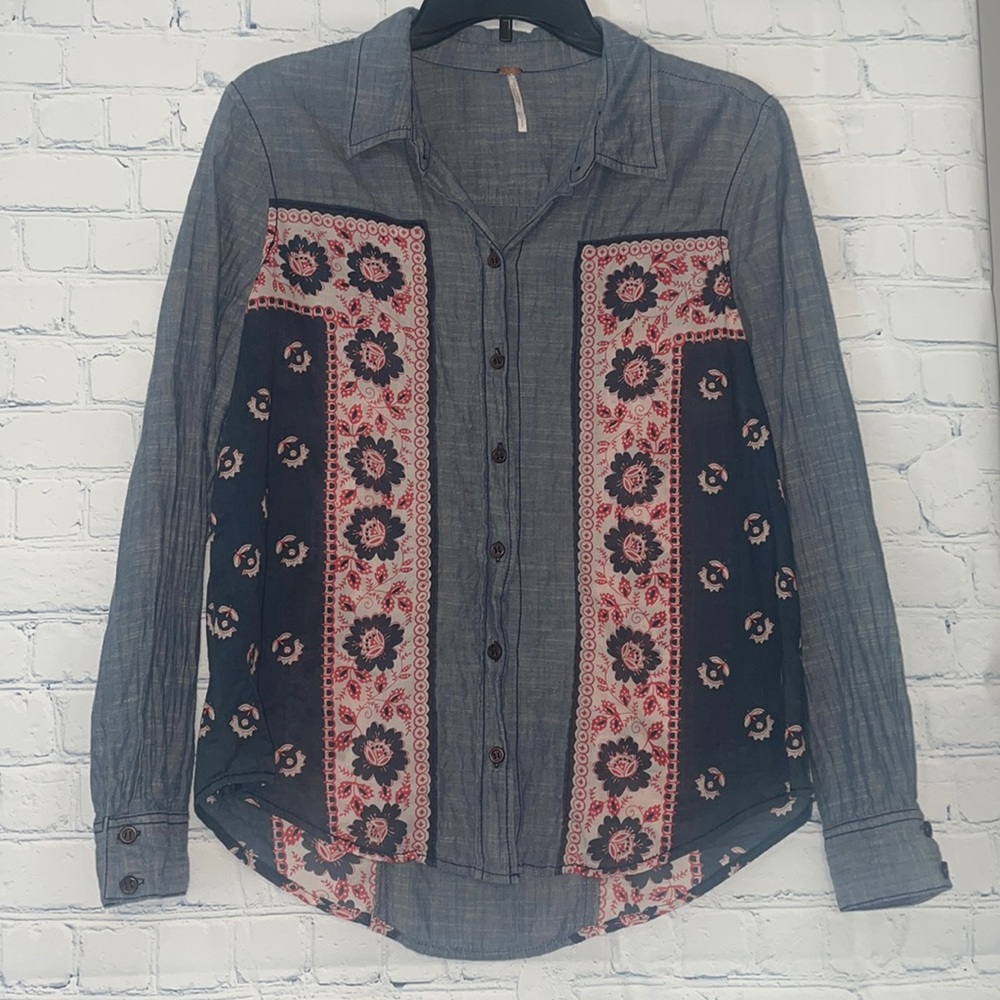 Free people Born free button down chambray Jean blouse